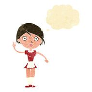 cartoon waitress making hand gesture with thought bubble N2