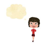 cartoon happy woman with thought bubble N7