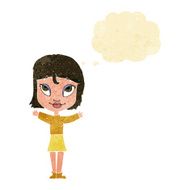 cartoon woman with open arms thought bubble N8