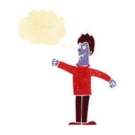 cartoon happy vampire with thought bubble N7