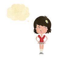 cartoon happy woman with thought bubble N8