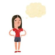 cartoon woman with hands on hips thought bubble N12