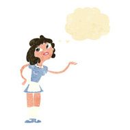 cartoon waitress serving with thought bubble N2