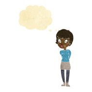 cartoon pretty woman with thought bubble N8