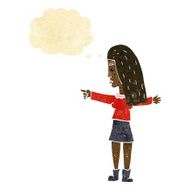 cartoon woman pointing with thought bubble N9