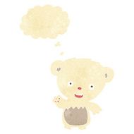 cartoon polar bear cub waving with thought bubble