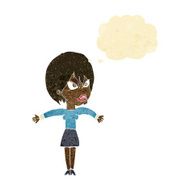 cartoon annoyed girl with thought bubble