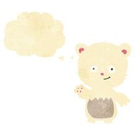 cartoon polar bear cub waving with thought bubble N2