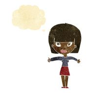 cartoon woman giving thumbs up symbol with thought bubble N4