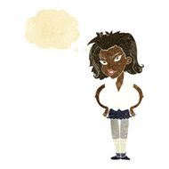 cartoon woman with hands on hips thought bubble N13