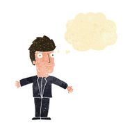 cartoon confused man with thought bubble N2