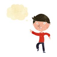 cartoon happy pointing with thought bubble N2
