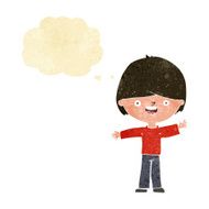 cartoon happy boy with thought bubble N10