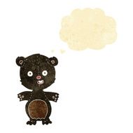 cute black bear cartoon with thought bubble