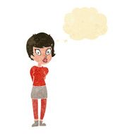 cartoon pretty woman with thought bubble N9