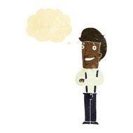 cartoon proud man with thought bubble