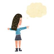 cartoon woman pointing with thought bubble N10