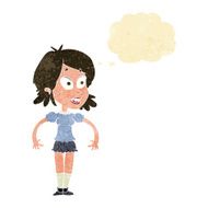 cartoon surprised woman with thought bubble N12