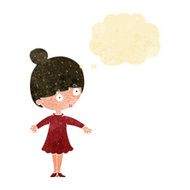cartoon surprised woman with thought bubble N13