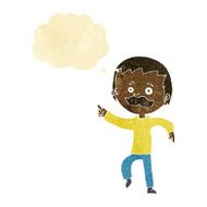 cartoon man with mustache pointing thought bubble