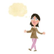 cartoon woman with no worries thought bubble N4