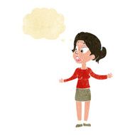 cartoon pretty woman explaining something with thought bubble N2