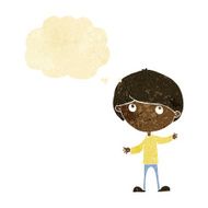 cartoon happy boy with thought bubble N11