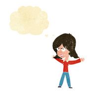 cartoon woman gesturing with thought bubble N4