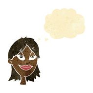 cartoon happy woman with thought bubble N9