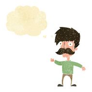 cartoon man with mustache waving thought bubble N2