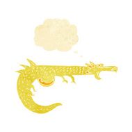 cartoon medieval dragon with thought bubble