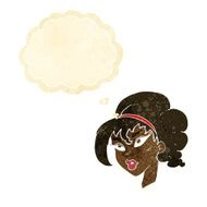 cartoon pretty woman with thought bubble N10