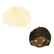 cartoon unhappy boy with thought bubble N3