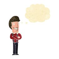 cartoon proud man with thought bubble N3
