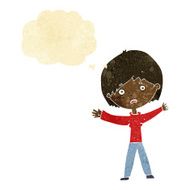 cartoon worried woman with thought bubble N2