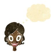 cartoon happy woman with thought bubble N11