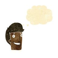 cartoon happy man with thought bubble N22
