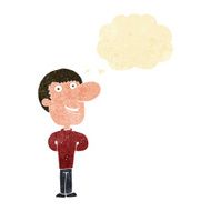 cartoon happy man with thought bubble N24