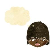 cartoon staring woman with thought bubble N5