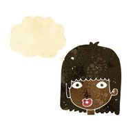 cartoon surprised woman with thought bubble N15
