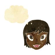 cartoon female face with thought bubble N2