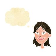 cartoon happy woman with thought bubble N12