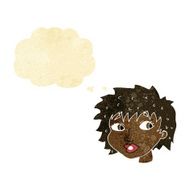 cartoon surprised woman with thought bubble N16