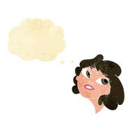 cartoon happy woman with thought bubble N13
