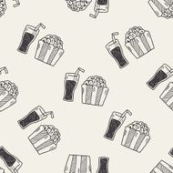 popcorn and drink doodle seamless pattern background
