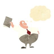 cartoon happy boss with file thought bubble N2