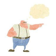 cartoon angry tough guy pointing with thought bubble N2