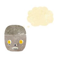 cartoon robot head with thought bubble