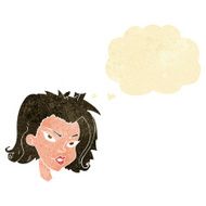 cartoon female face with thought bubble N3