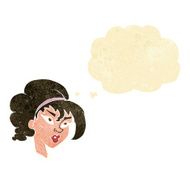 cartoon pretty woman with thought bubble N11